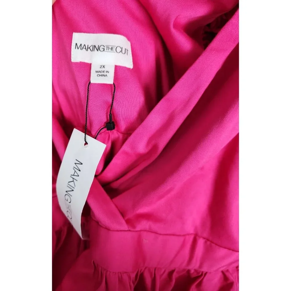 Making The Cut Women's 2X Magenta Ruffle Hi/Lo Midi Dress NWT - Picture 4 of 12